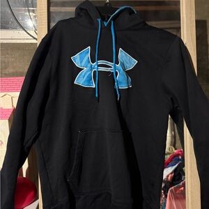 Under Armour Black Hoodie with Vibrant Blue Emblem